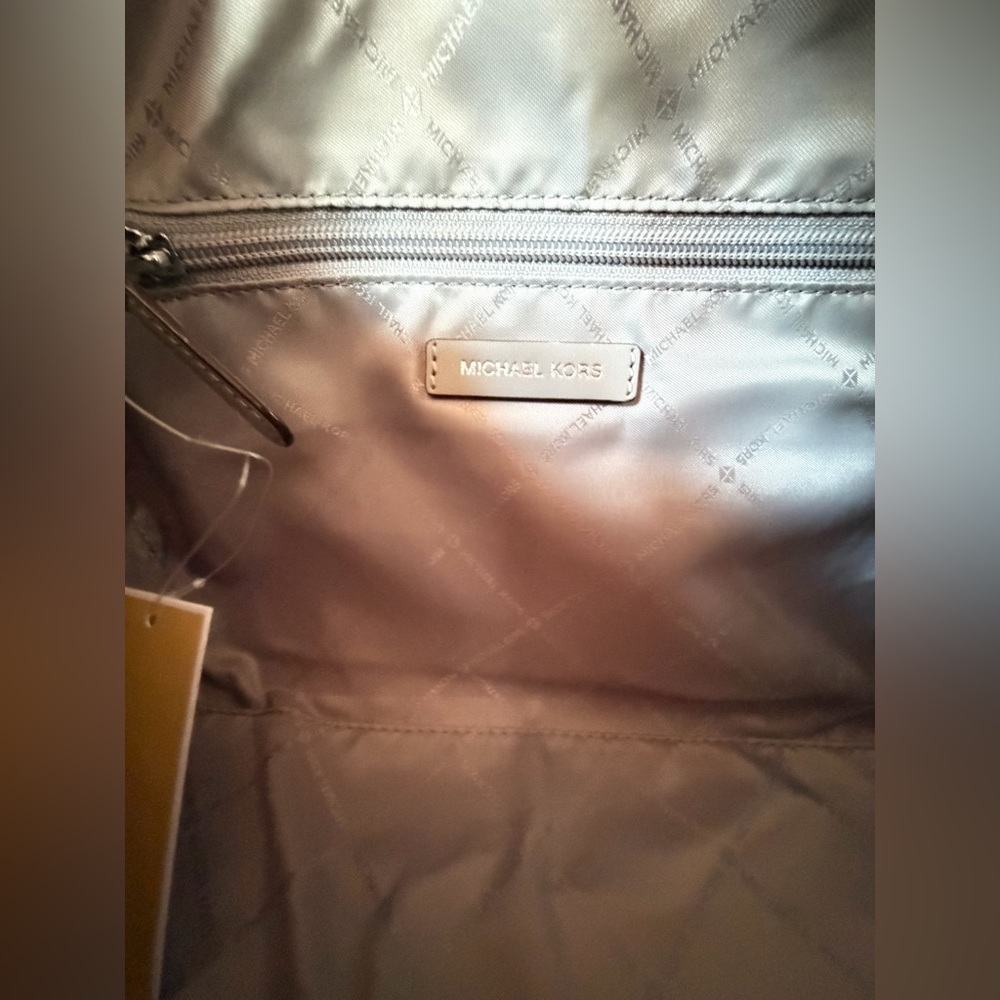 Michael Kors Travel MD Mirror Metallic Shoulder Duffle Bag MK Silver - Picture 9 of 13